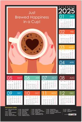 ARTBOX Just Brewed Happiness in a cup Coffee Calendar 2025 Wall Calendar