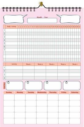 Vivid Print 301 Wall Habit Tracker Pink 14x19 Undated Wall Calendar