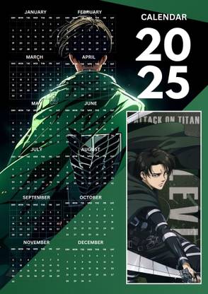 Posternet Anime Levi themed Wall Hanging Calender 2025, 12inch x 18inch (Attack On Titan) 2025 Wall Calendar