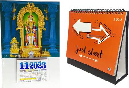 VAHISSH Tamil Daily Sheet 2023 Calendar Murugan and JUST START theme Tabletop calandar 2023 Wall Calendar