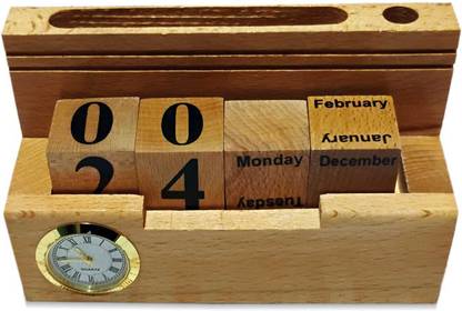 SAFEE wooden table calendar day, month, date Table Calendar