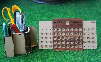 MILLOR Wooden Desk Calendar 2023 Desktop Calendar, for Office,Home, EmployeeTable 2023 Table Calendar