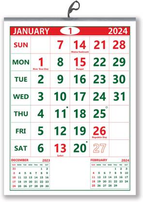Jeri 901 Green Red 24 2024 Wall Calendar