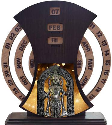 Fab2Classy Ram Lalla Theme Printed Wooden Calendar Every Year Usable (Year is Not Mention) Table Calendar