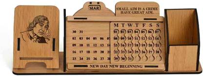 Classic wood work Wooden calendar 2023 Table Calendar