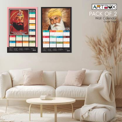 ARTBOX Guru Gobind Singh Ji & Guru Nanak Dev Ji Pack of 2 Wall Calendar 2025 Wall Calendar