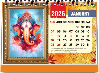 ESCAPER A5 Size Lord Ganesha Desk Calendar for uses offices 2024 Table Calendar