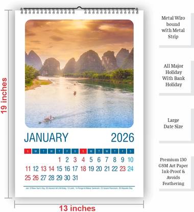 Pixel Cool Naturral Scenary 2026 Wall Calendar