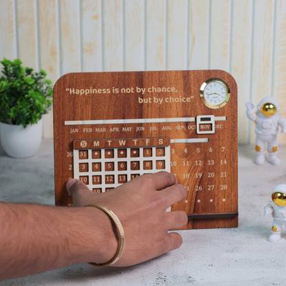 OCHHAV Wooden Lifetime Infinite Motivational Desk Table Calendar for office/home Life Time Table Calendar