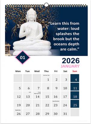 Avni Prints Lord Buddha 2025 Wall Hanging Calendar and Planner 2025 Wall Calendar