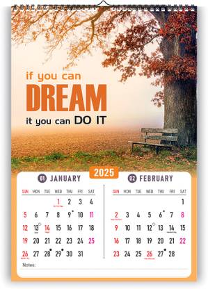 Leonius Motivational Wall Calendar 2025 – "If You Can Dream It, You Can Do It" 2025 Wall Calendar