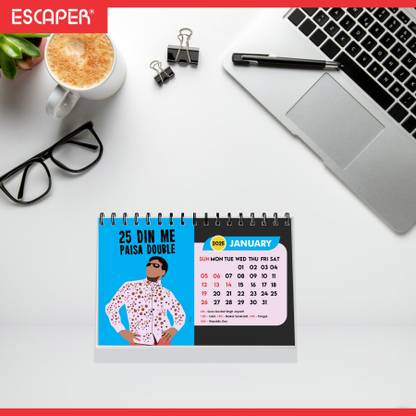 ESCAPER Bollywood Dialogues Desk Calendar 2025 - Famous Quotes 2025 Table Calendar