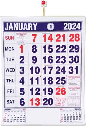 Zoozoartz 2024 calendar wall hanging | 70 GSM | 43cm x 62cm In | 2024 calendar (Z41) 2024 Wall Calendar