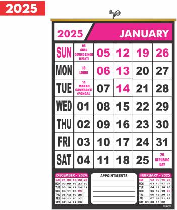 ESCAPER WallCalendar 2025 with Indian Holidays : Your Year of Organization & Success 2025 Wall Calendar