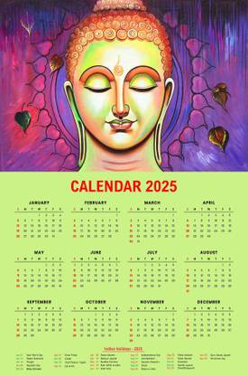 infinity interiors Gold Buddha Wall Calendar 2025, 12 months Jan To December for home 2025 Wall Calendar