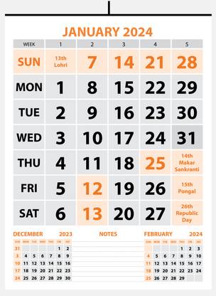 Lauret Blanc 2024 Wall Calendar- 14''*20", Home and Office Use 2024 Wall Calendar