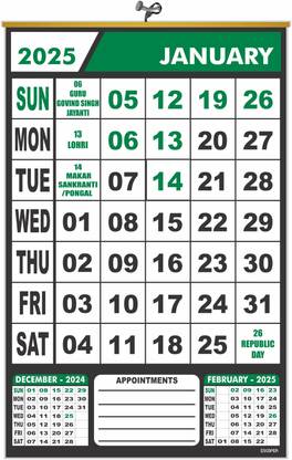 ESCAPER Large Monthly Calendar 2025 – For Wall Use, Bold Print, Holidays Marked 2025 Wall Calendar