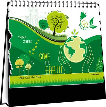 PRINTMAN Designer Paper with Die Cut Table Calendar(13 Sheeter)(Size – 8.75”x 8.75”) 2024 Table Calendar