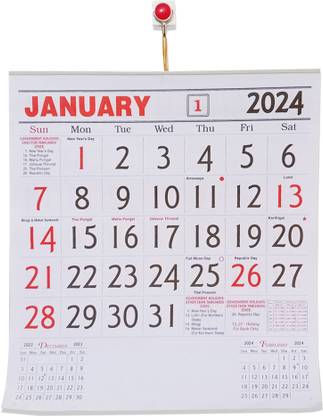 Zoozoartz 2024 Wall Calendar | 2024 calendar wall hanging | 70 GSM | 36cm x 38cm In (Z44) 2024 Wall Calendar
