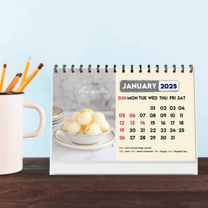 ESCAPER 2025 Bengali Sweets Calendar - Desk Stand Edition 2025 Table Calendar