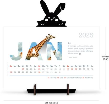 pocket wishes Animal Calendar 2025 Table Calendar