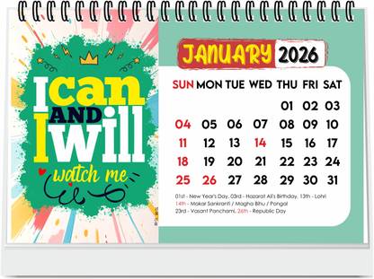 ESCAPER A5 Size I can I will Motivational Desk Calendar for uses offices 2026 Table Calendar