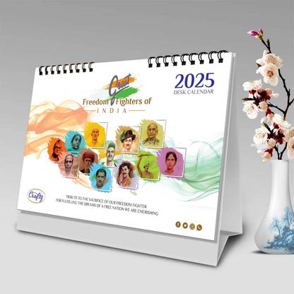 Crafty GREAT FREEDOM FIGHTERS OF INDIA CALENDAR 2025 2025 Table Calendar