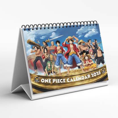 PurpleBees Anime One piece Desk Calendar with Notes section with anime Photos for Fans 2025 Table Calendar
