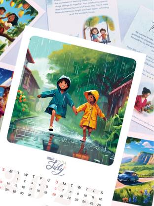 Paintellectual Priya 2025 Desk Calendar Ideal Gift & Home Decor Celebrating Childhood memories 2025 Table Calendar