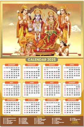 ESCAPER Ram Darbar Calendar 2025: Cherishing the Harmony of Ram Parivar 2025 Wall Calendar