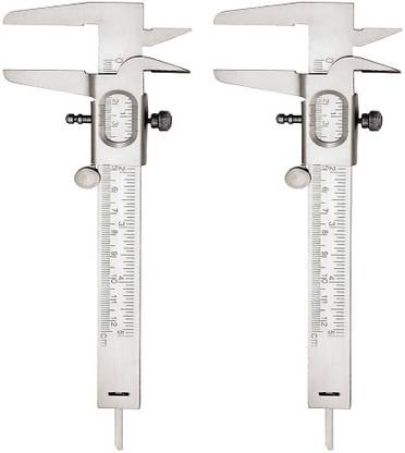 BALRAMA 2 pc Combo 12.5 cm 5 inch 125 mm Mini Pocket SS Iron Nickel Plated Ruler Scale Micrometer Screw Gauge