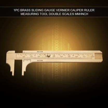 GoodsBazaar Brass Vernier Caliper Ruler Measuring Double Scales mm/inch Pocket Ruler 100mm Vernier Caliper