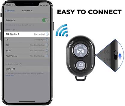 MOBIZAC Wireless Bluetooth Remote Shutter for Photo and Selfie for Android and iOS Phone Photo Remote Shutter for Smartphones and Mobile Wireless Remote Contoller Bluetooth
