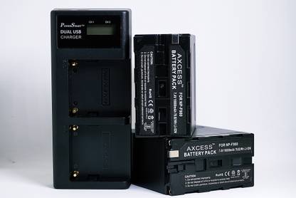Axcess NP-F980 Battery (2-Pack, 10800mAh) and Dual USB Charger for Sony Handycams TR910  Camera Battery Charger