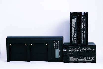 Axcess NP-F970 Battery (2-Pack, 6600mAh) and Dual USB Charger for Sony Handycams TR910  Camera Battery Charger