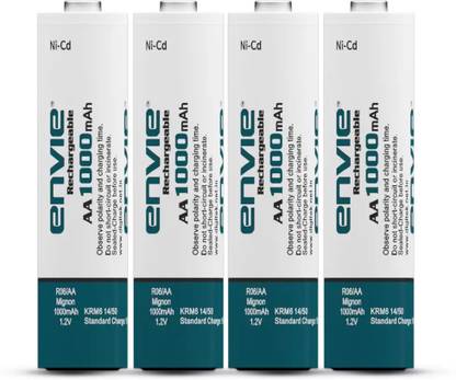 Envie 1000mah Ni-CD AA Rechargeable Batteries, Low Self Discharge (Pack of 4)  Camera Battery Charger