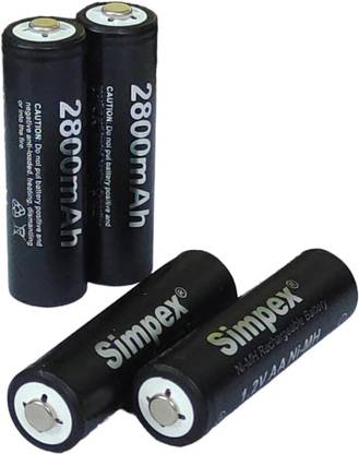 Simpex 2800mAh Ni-MH AA Ready to Use Rechargeable Battery Pack of 4 (Black Edition)  Camera Battery Charger