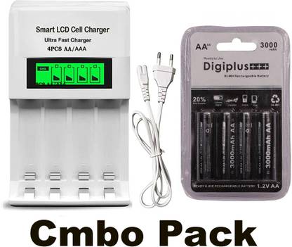 Picmaa Camera flash light battery cell (3000 Mah) with LCD display cell charger  Camera Battery Charger