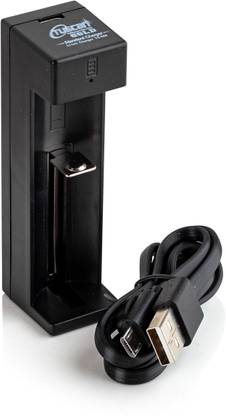 TUSCan Smart Battery Charger for 18650 / 18490 / 18350 / 17670 / 17500 / 16340 / 14500 / 10400 (RCR 123) Batteries (Single slot)  Camera Battery Charger