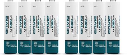 Envie 1000mAh AA Ni-CD Rechargeable Battery Pack of 8  Camera Battery Charger