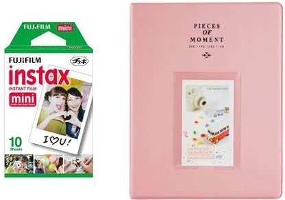 FUJIFILM Instax Mini 10X1 Sheets Instant Film with 128-sheet Pinkalbum for mini Film Roll