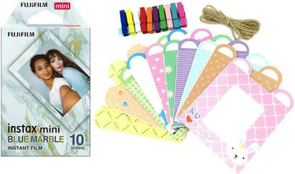 FUJIFILM Instax Mini Blue Marble 10x1 Film With Rabbit Design Hanging Paper Bunting Film Roll