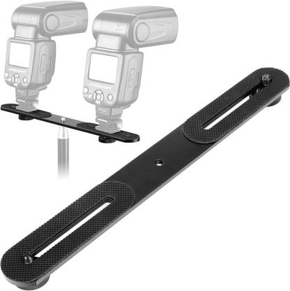 PIXSO 1/4'' Dual Camera Mount Flash Bracket Extension Bar 10.6' Straight Flash Bracket Tripod Mount Bracket for DSLR Camera LED Light Flash Light Microphone Folding Flash Bracket