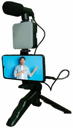 GOCIO tiktok video reel shoot mini tripod stand led light & microphone on top 11 Custom Flash Bracket