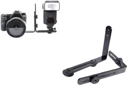 SHOPEE Dual L Shape Camera Flash Bracket Dual L Shape Camera Flash Bracket, Metal Aluminum Alloy, 1/4" Universal Thread Custom Flash Bracket