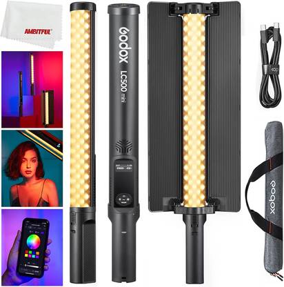 GODOX LC500 Mini LED Stick Light 20W, 11 FX Effects 360° Adjustable Full Color 1390 lx Camera LED Light