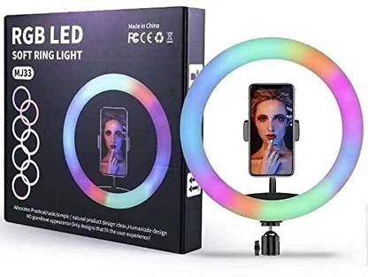 Hold up MJ33 13"/33cm RGB Ring Light with Mini Light Stand 5200 lx Camera LED Light