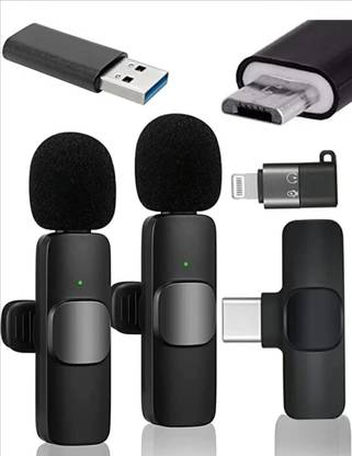 BfsTeckt K9 Wireless Mic for Type C Mobiles for Youtube Dual User Wireless Collar* Camera Microphone