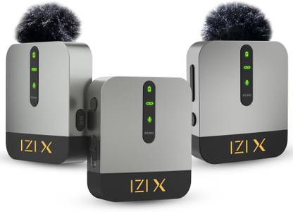 IZI Dual Channel Wireless Microphone, 360° Omnidirectional, 16Hr Playback, ANC Camera Microphone