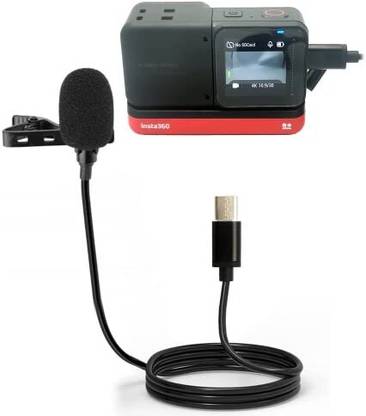 ELFOG 1.5M Type-C Lavalier Clip Microphone for Insta360 ONE R/RS (Black) Camera Microphone